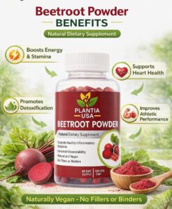 beetroot capsules 500mg – 120 capsules | natural blood pressure support | energy, stamina & heart health supplement
