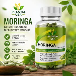 Plantia USA Moringa Natural Dietary Supplement 120 Veg Capsules